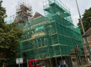 Large scaffolding banner